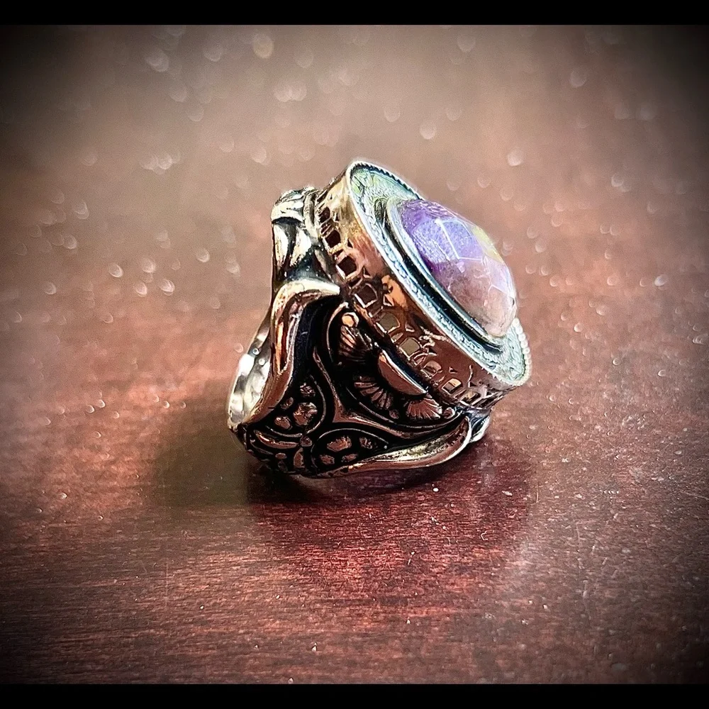 sterling silver amethyst ring.  30 grams of silver.